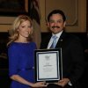 Senator Muñoz receives an award from the Humane Society.